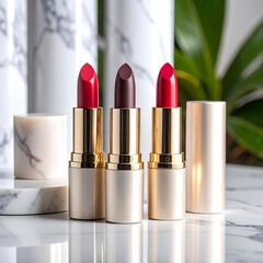 Three lipsticks in elegant packaging