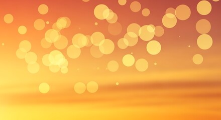 A soft, warm, and vibrant abstract design features numerous glowing circles against a gradient of orange and yellow tones.