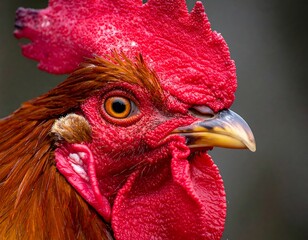 Close-up portrait of a rooster's head