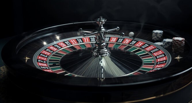 Roulette wheel, casino game, gambling, betting, chips, numbers, luck, chance, fortune, risk, luxury, wealth, high stakes, close-up, details, game of chance, entertainment, nightlife, casino backg