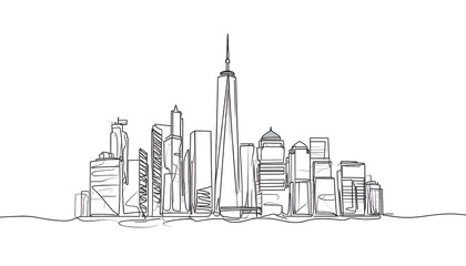 Obraz premium NYC skyline line drawing