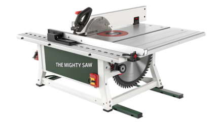 The mighty saw – a table saw ready for action cut out on PNG. AI GENERATED.
