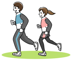 ジョギングする男女のイラスト