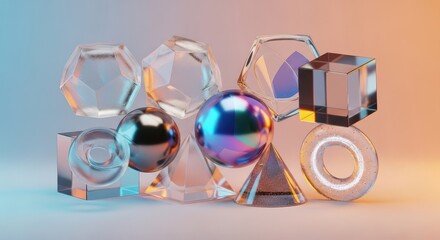 Abstract Geometric Crystal Composition Render