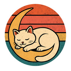 Cat sleeping on a moon