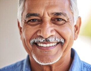 Close-up portrait of a smiling senior man