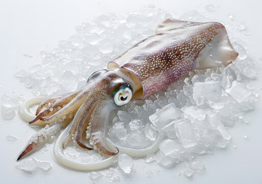 Fresh squid on ice