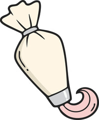 Icing piping bag squeezing pink frosting