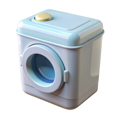 3D Rendering of Toy Washing Machine on Transparent Background, Laundry Appliance