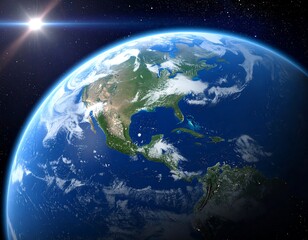 Obraz premium Earth from space, focusing on North America