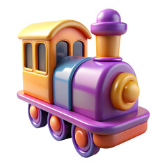 Colorful 3D Cartoon Train Model on Transparent Background Illustration Rendering