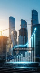 Modern cityscape showcases acceleration of construction pace, illustrating upward income trends for builders and growing profits for architectural firms.
