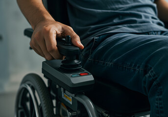 Fototapeta premium Person operating motorized wheelchair