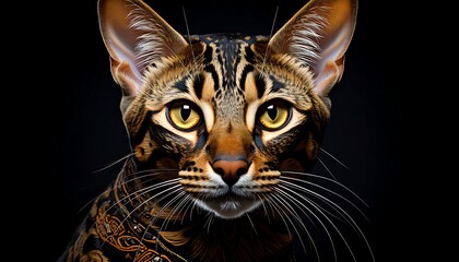 Close-up portrait of a spotted cat