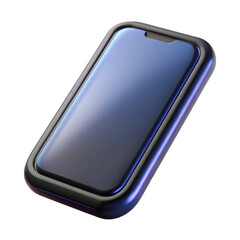 Smartphone with Blue Screen and Black Protective Case on Transparent Background Digital Mockup