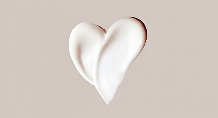 Creamy heart-shaped lotion swirl on soft background for skincare marketing or beauty product promotions, ideal for health and wellness campaigns