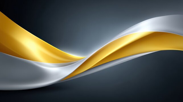 Elegant abstract background with swirling silver-gold ribbons over a gradient dark-blue to black backdrop, holographic shine, ideal for fintech presentations â€“ar 16:9 â€“p â€“c 30 â€“q 4 â€“no text