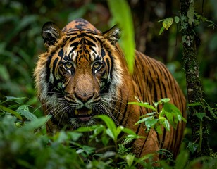 Fototapeta premium Tiger in dense jungle