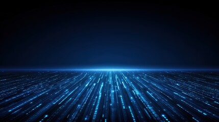 Abstract digital technology background with glowing blue light trails creating a futuristic and modern visual effect in a dark environment.