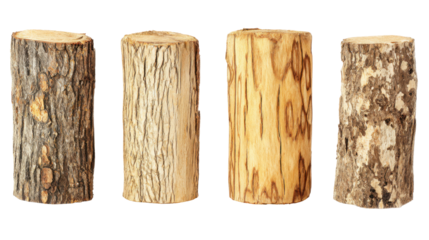Several pieces of wood placed on a transparent background.