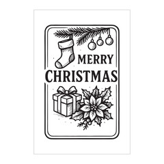 Premium Merry Christmas Label Design &  Template