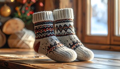 Cozy wool socks with festive pattern