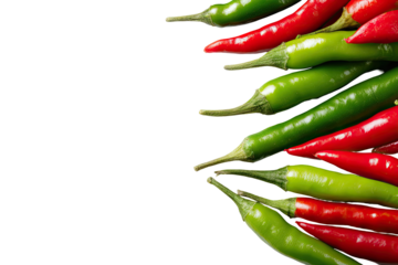 Close-up of red and green chili peppers