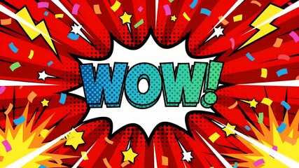 Dynamic comic book explosion with "WOW!" text captures surprise and excitement for advertising and marketing projects. - Powered by Adobe