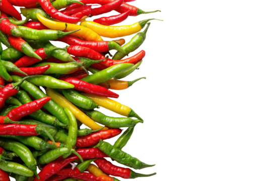 Colorful chili peppers in a vertical stack