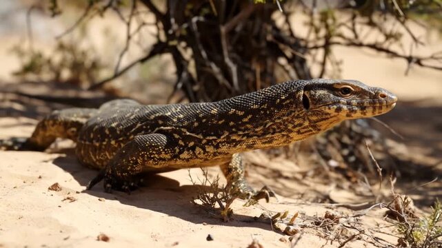 African Monitor Lizard in Desert Habitat