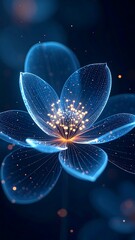 Glowing, translucent flower in dark space