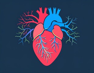 Colorful anatomical heart illustration
