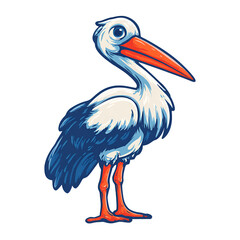 Fototapeta premium Cartoon blue white bird mascot isolated on transparent background