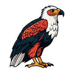 Obraz premium African Fish Eagle Cartoon Style Isolated on Transparent Background