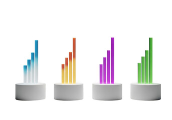 Obraz premium Four futuristic light beams rise up isolated on transparent background