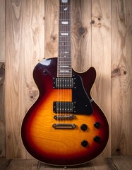 Fototapeta premium Electric guitar on wooden wall