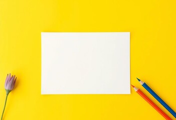 Clean white sheet of paper, ready for writing or drawing,  top view,  minimal