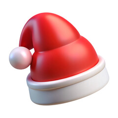 Fototapeta premium 3D Rendered Santa Hat with Pom Pom on Transparent Background