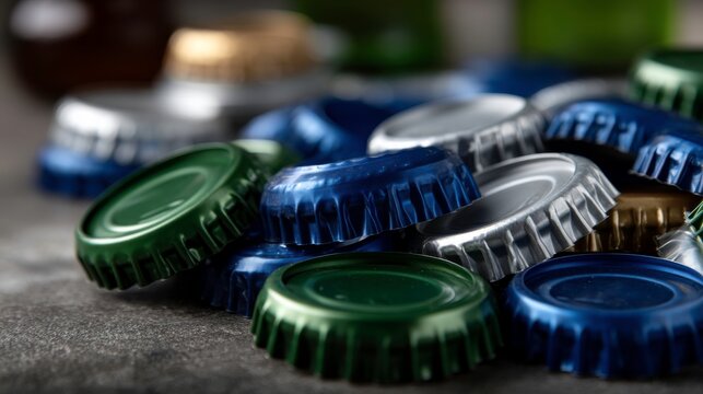 Collecting colorful bottle caps home workshop photography indoor close-up shot crafting inspiration