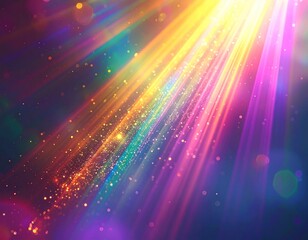 虹色とゴールドの光線効果背景画像素材