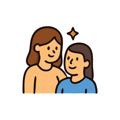 Support system support system shown a happy mother and daughter with a star icon.