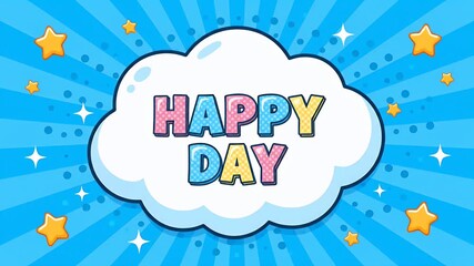 Whimsical cloud and stars burst background for creative messaging and playful presentations - Powered by Adobe