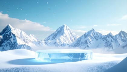 Ice disc on snow mountains