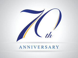 70 years anniversary Logo Design with blue and old yellow color