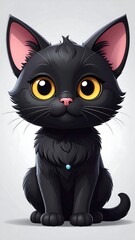 Cute black cartoon cat