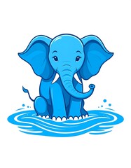 Cute blue elephant in water (1)