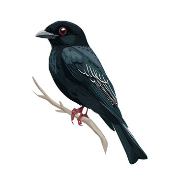 Cartoon Style Black Drongo Isolated on Transparent Background