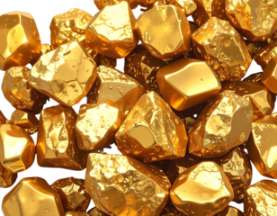  “Shiny Raw Gold Nuggets Collection, isolated on a transparent background”.