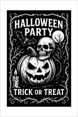 Halloween invitation label Design & Template