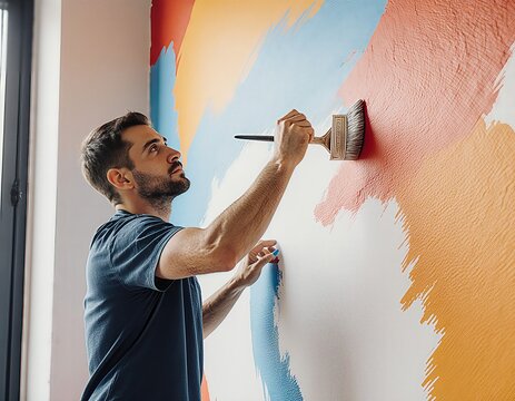 man painting wall